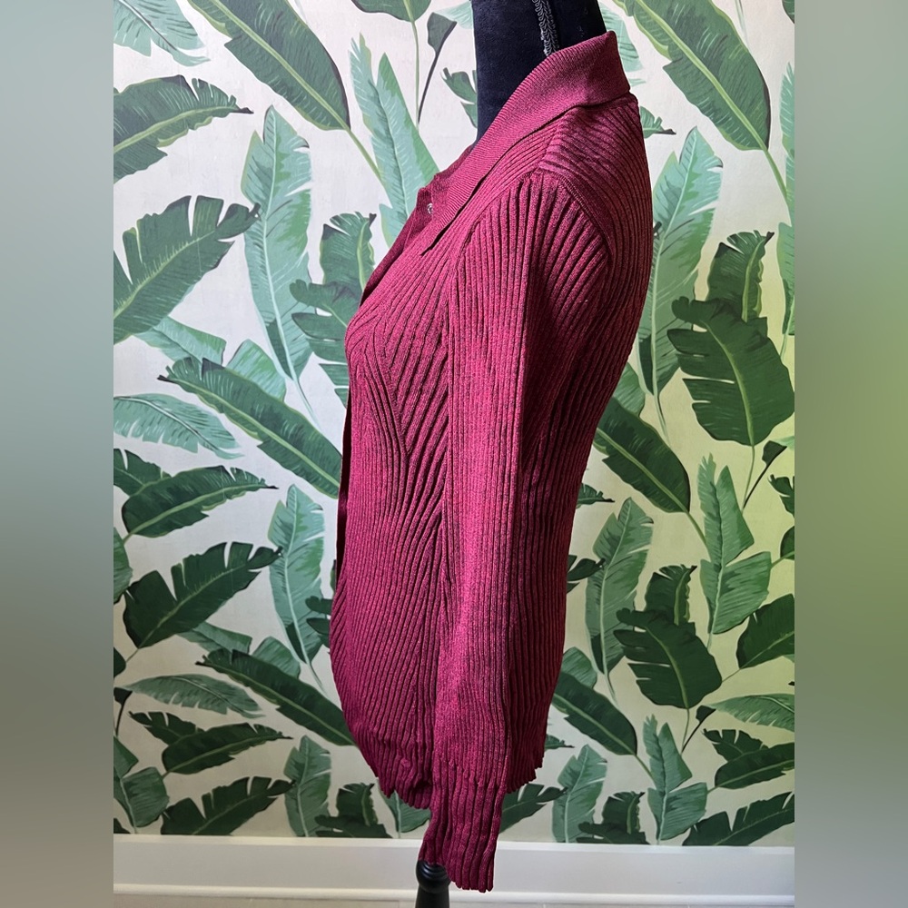 Simon Miller Palo Knit Top Deep Red Button Front Collared Cardigan Sweater XS - Picture 8 of 12